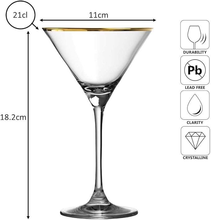 Verdot Gold Rim Martini Glass 21cl