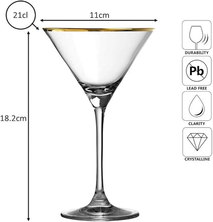 Verdot Gold Rim Martini Glass 21cl